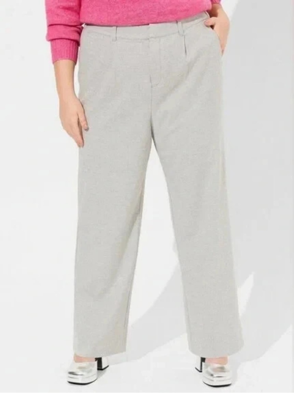 Torrid women’s studio brushed twill high rise wide leg light grey pants